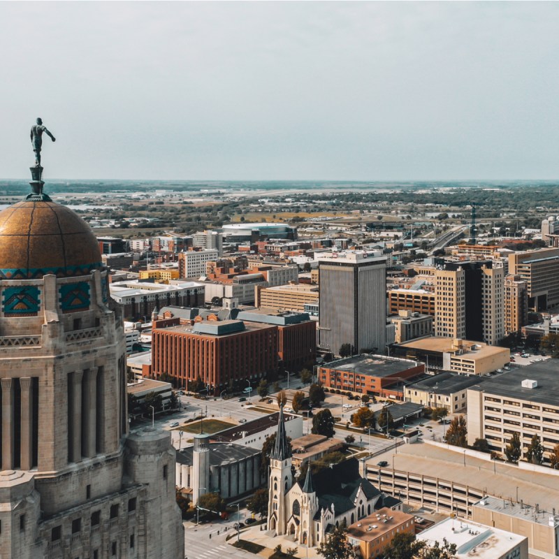 Aerial view of Lincoln, Nebraska.