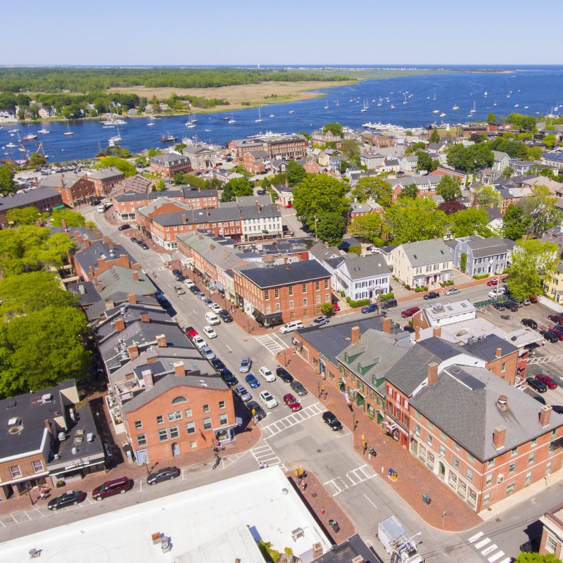 Aerial view of Newburyport, Massachusetts.