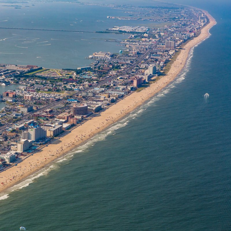 Aerial view of Ocean City, Maryland.