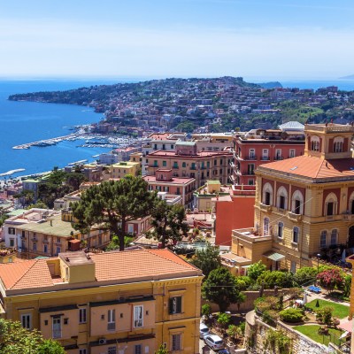 Aerial view of Old Town Naples in Italy.