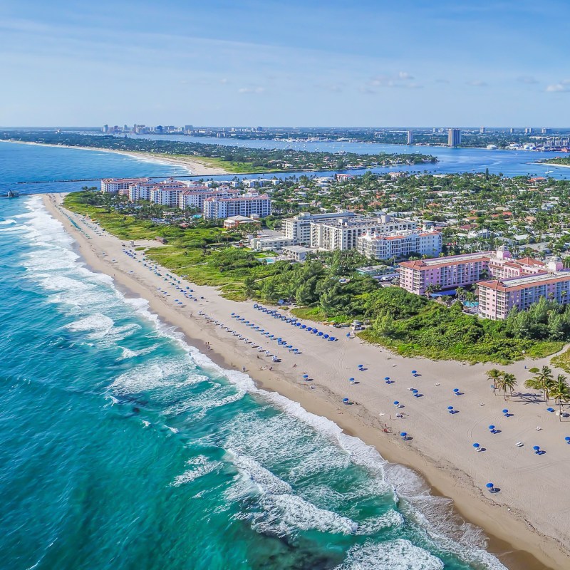 Aerial view of Palm Beach Shores, Florida.