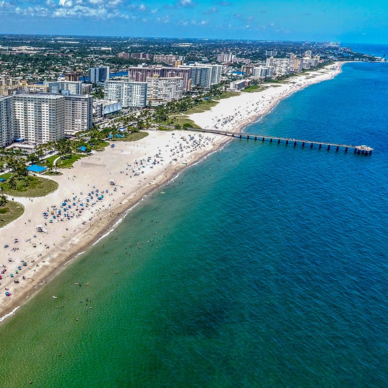 Aerial view of Pompano Beach in Florida.
