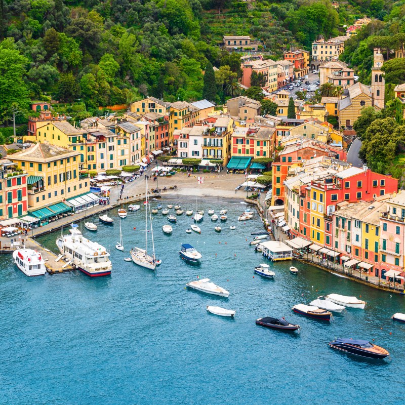 Aerial view of Portofino, Italy.