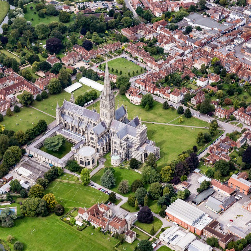 Aerial view of Salisbury, England.