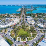 Aerial view of St. Armands Circle in Florida.