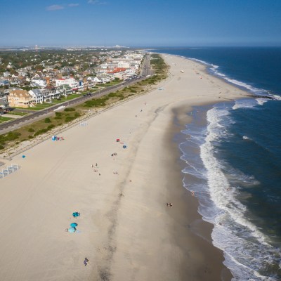 Aerial view of the beach in Cape May, New Jersey.