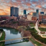 Aerial view of the Fort Worth skyline in Texas.