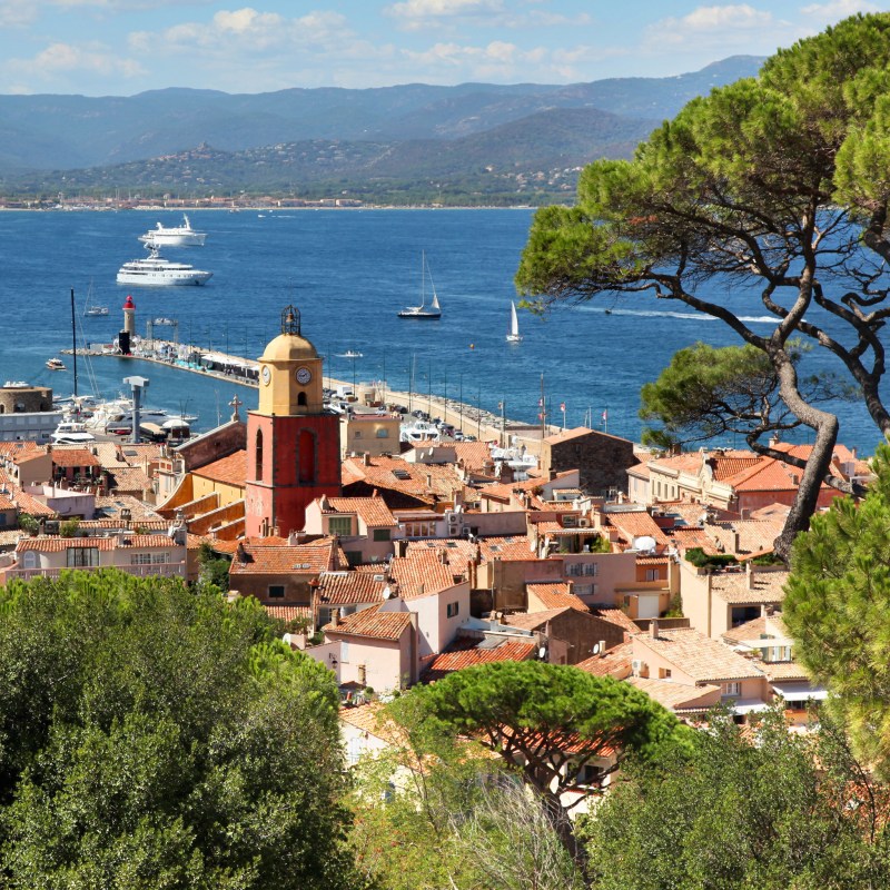 Aerial view of the Saint Tropez harbor in France.