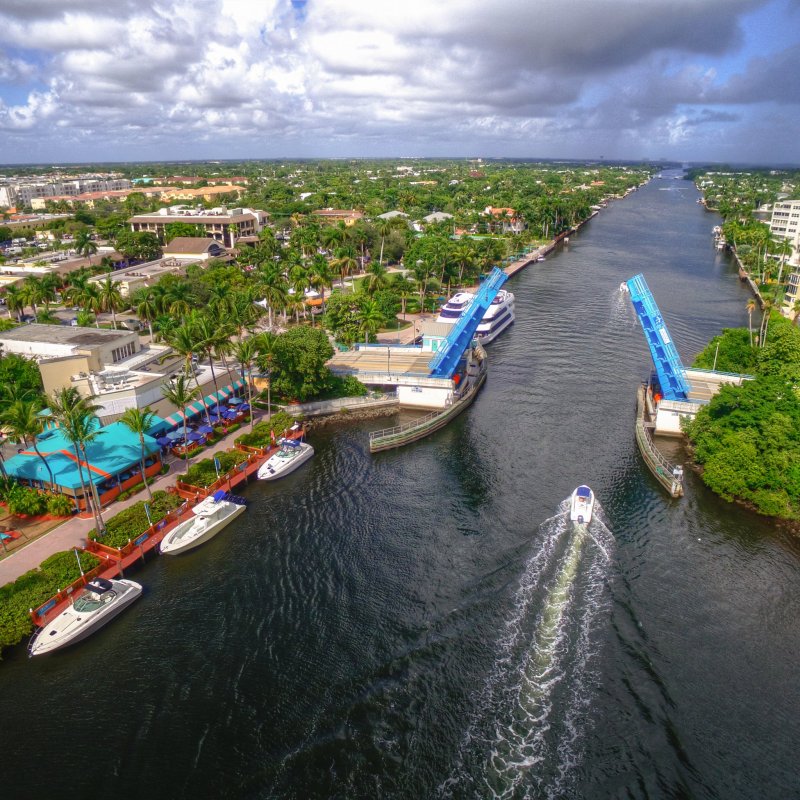 Aerial view of the town of Delray Beach, Florida.
