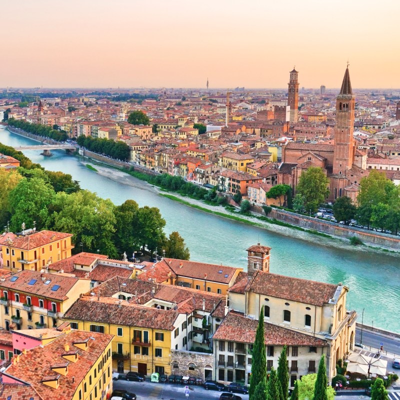 Aerial view of Verona, Italy.