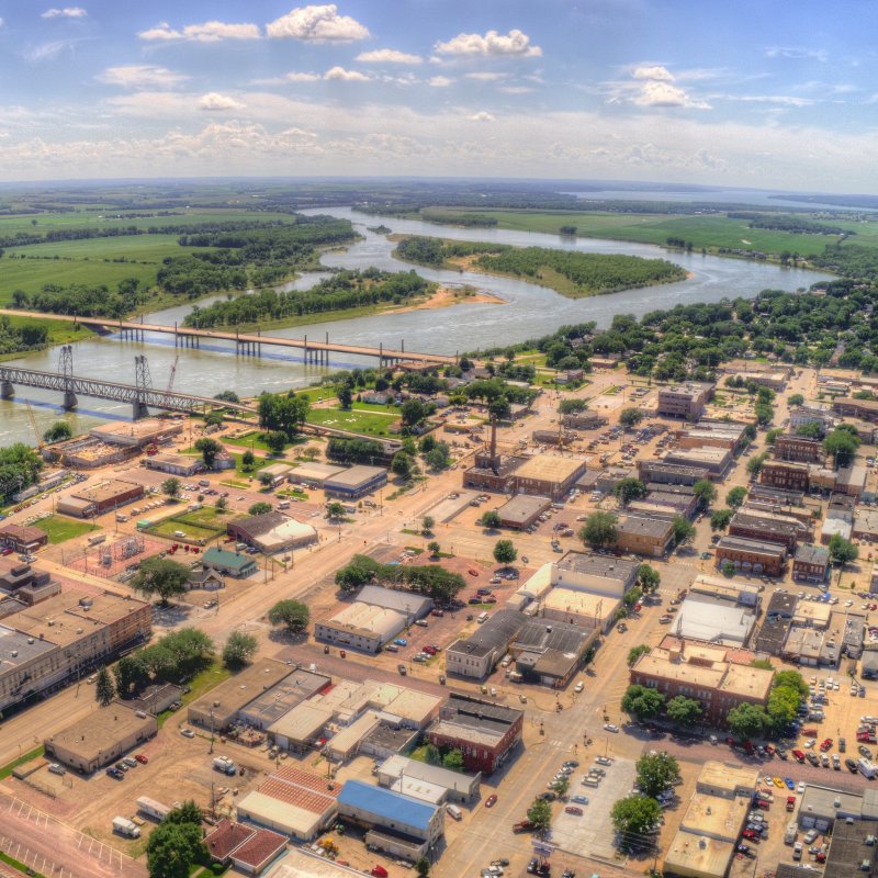 Aerial view of Yankton, South Dakota.