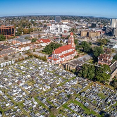 An aerial view of Lafayette, Louisiana.