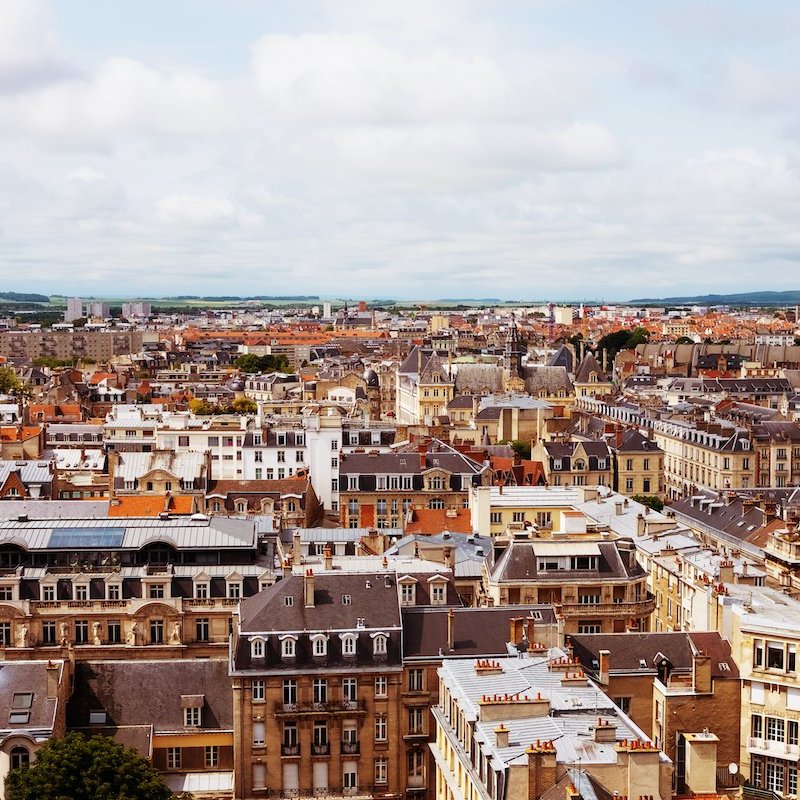 An aerial view of Reims, France.