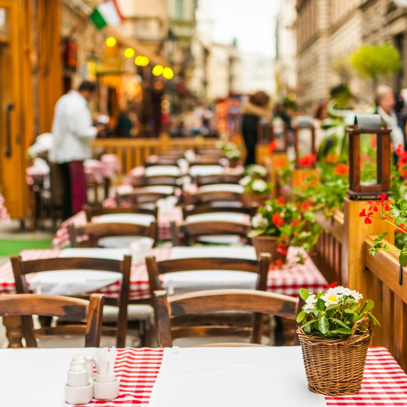 An outdoor cafe in Europe.