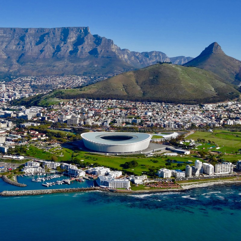 Arial view of Cape Town in South Africa.