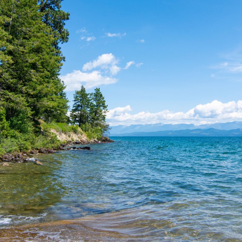 Beautiful landscape of Flathead Lake in Montana.