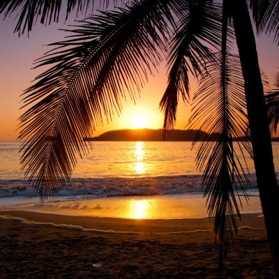 Beautiful sunset on Playa Carrillo in Costa Rica.