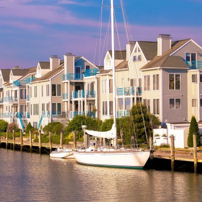 Boats tied to a dock in Mystic, Connecticut.