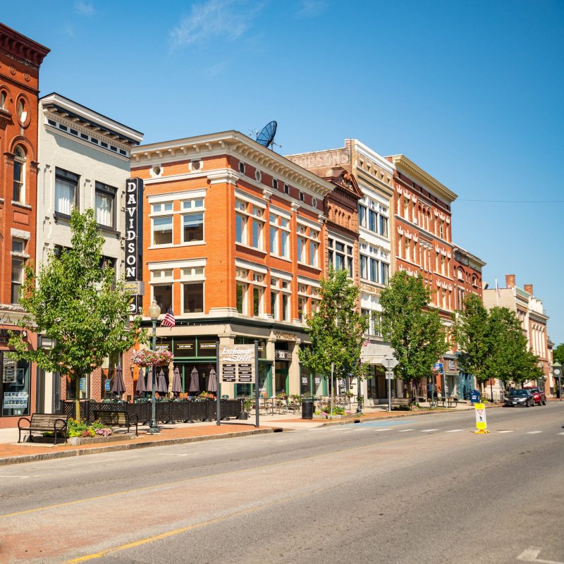 Buildings in quaint Saratoga Springs, New York.