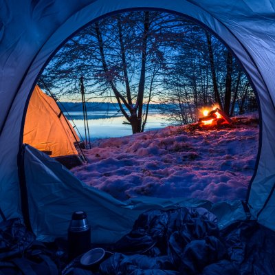 Camping during the winter time.