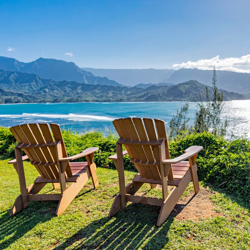 Chairs overlooking the Pacific, Kauai.