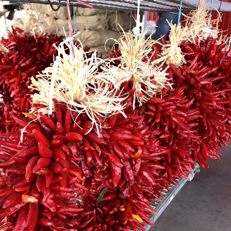 Chili wreaths at Grajeda Farms in Hatch, New Mexico.