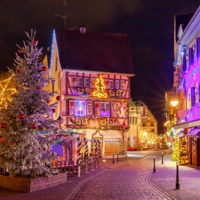 Christmas lights in Colmar, France.