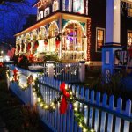 Christmas lights in Harpers Ferry, West Virginia.