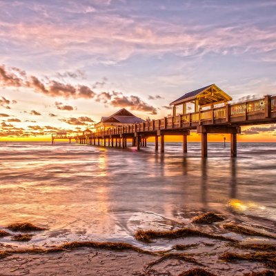 Clearwater Beach, Florida, at sunset.