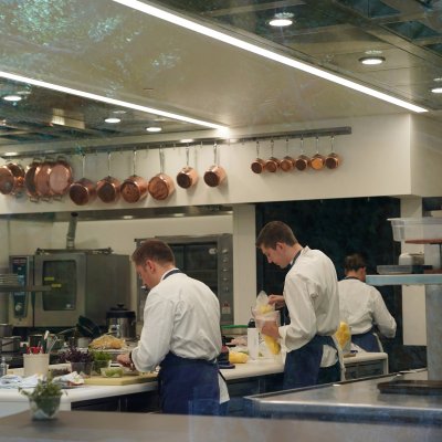 Cooks prepping at the French Laundry in Napa Valley.