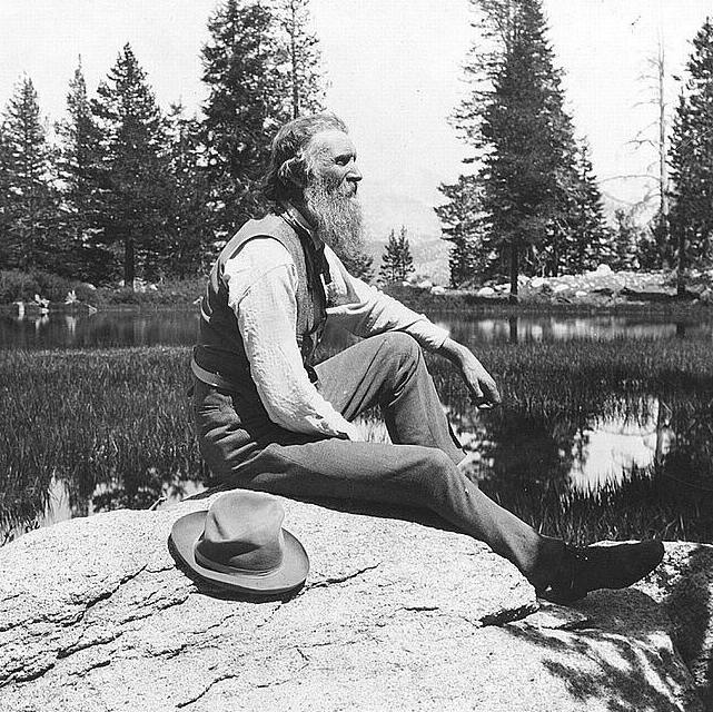 A black and white photo of John Muir.