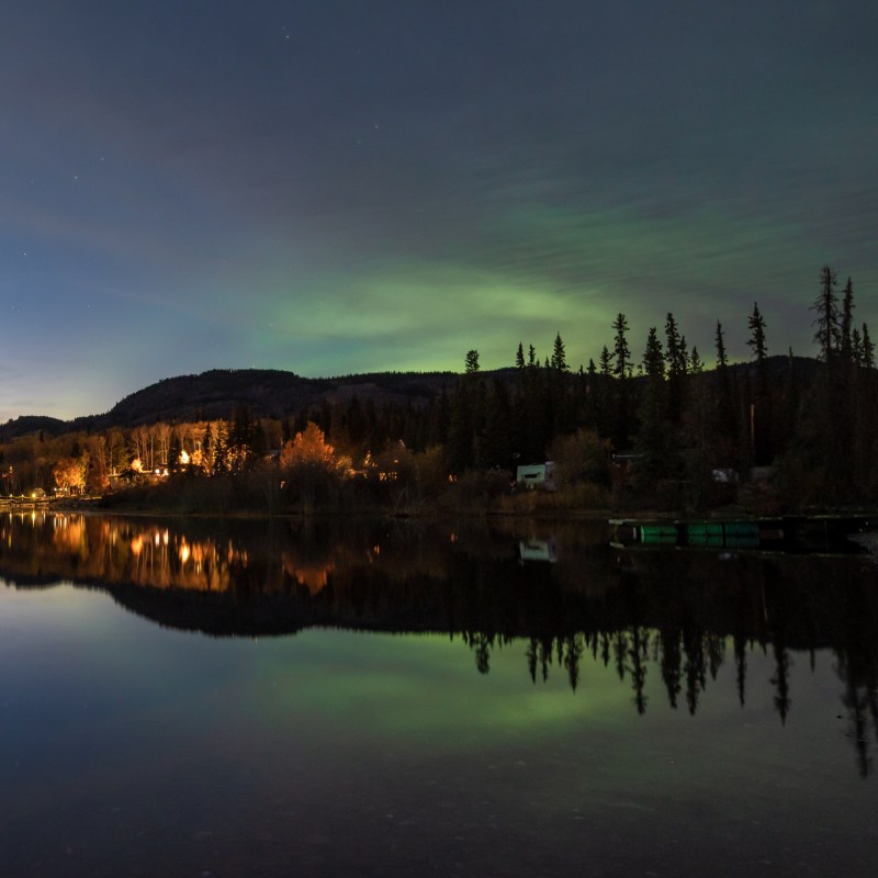 Faint views of the Northern Lights in Canada.