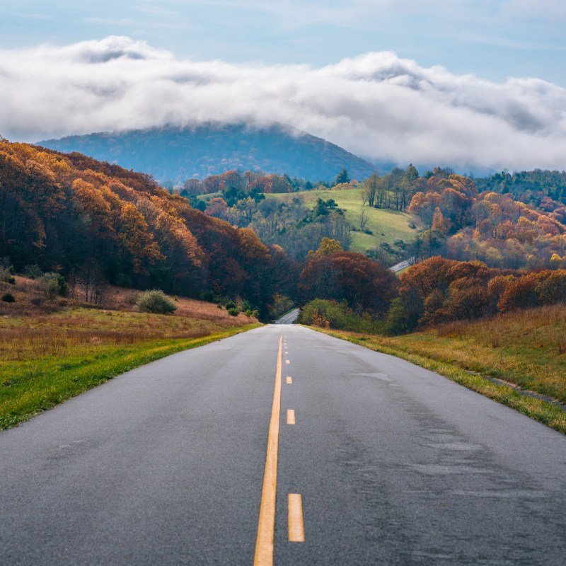 Fall foliage along the Blue Ridge Parkway in North Carolina.