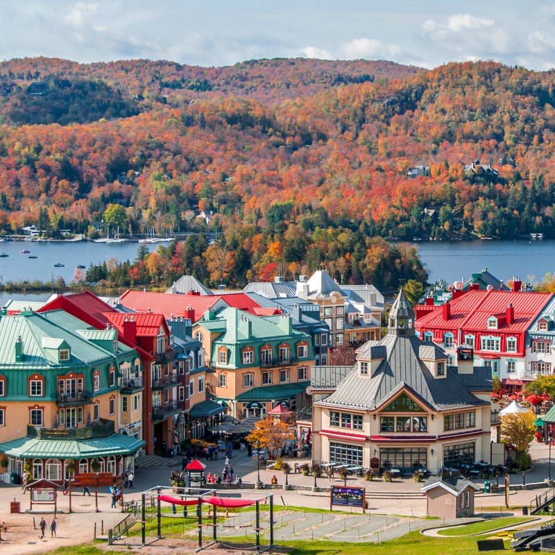 Fall foliage in Mont-Tremblant in Quebec, Canada.