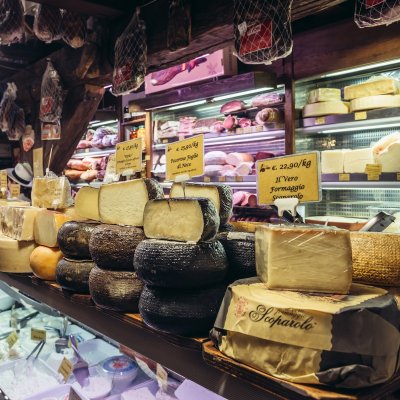 Food market in Bologna, Italy