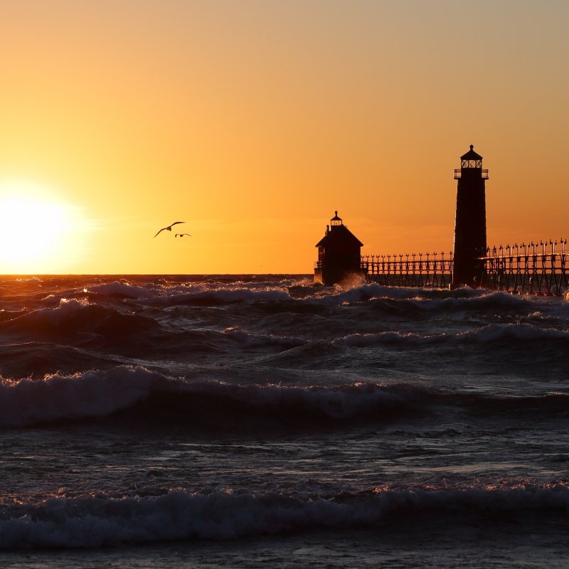 Grand Haven South Pier Lighthouse in Grand Haven, Michigan.
