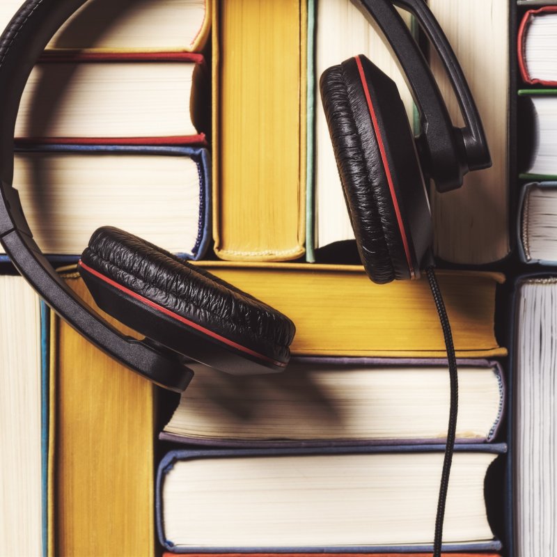 Headphones and books.