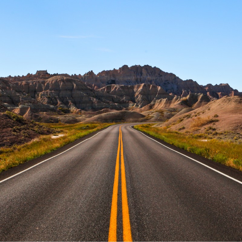 Highway through the badlands.