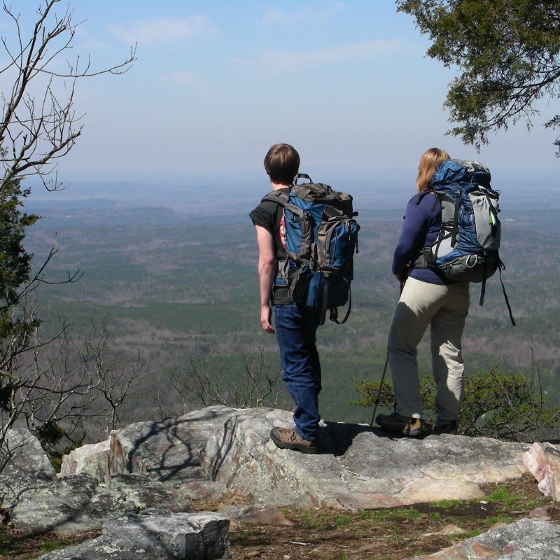 Hikers enjoying the view from the Pinhoti Trail in Alabama.