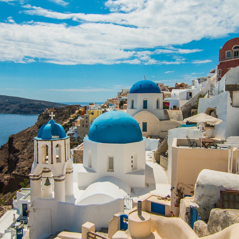Iconic blue domes in Greece.