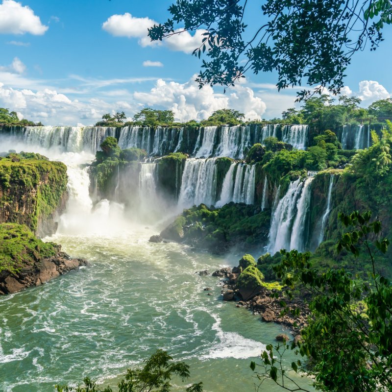 Iguazu Falls on the border of Brazil, Argentina, and Paraguay.