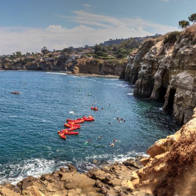 Kayakers at La Jolla Cove in California.