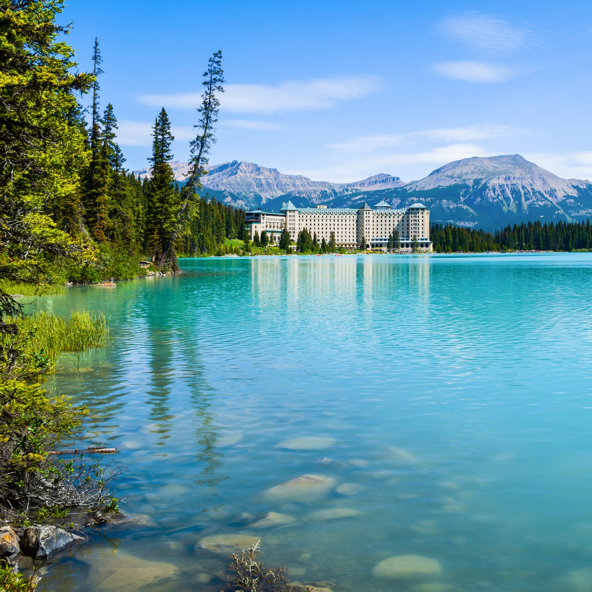 Lake Louise and the Fairmont Chateau Hotel in Canada.