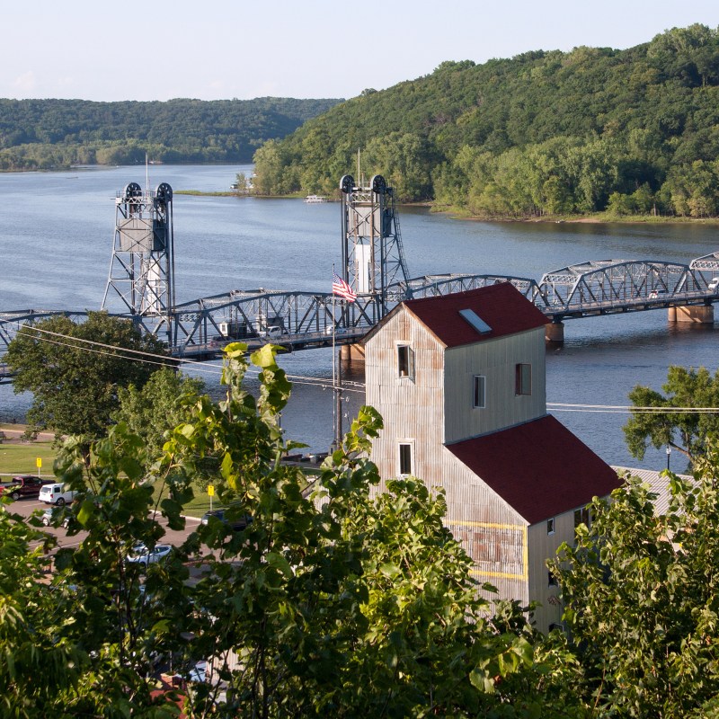 Looking down over the St. Croix River from Stillwater, Minnesota.