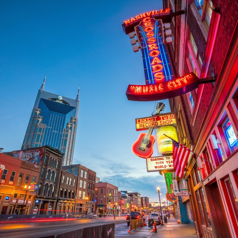 Lower Broadway in downtown Nashville.