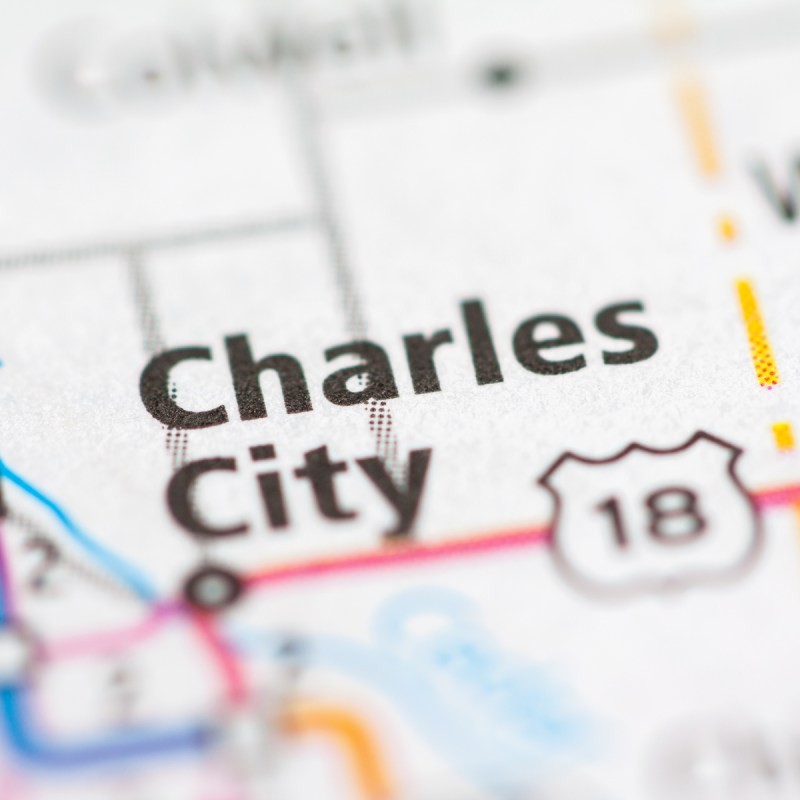 Map of Charles City, Iowa.