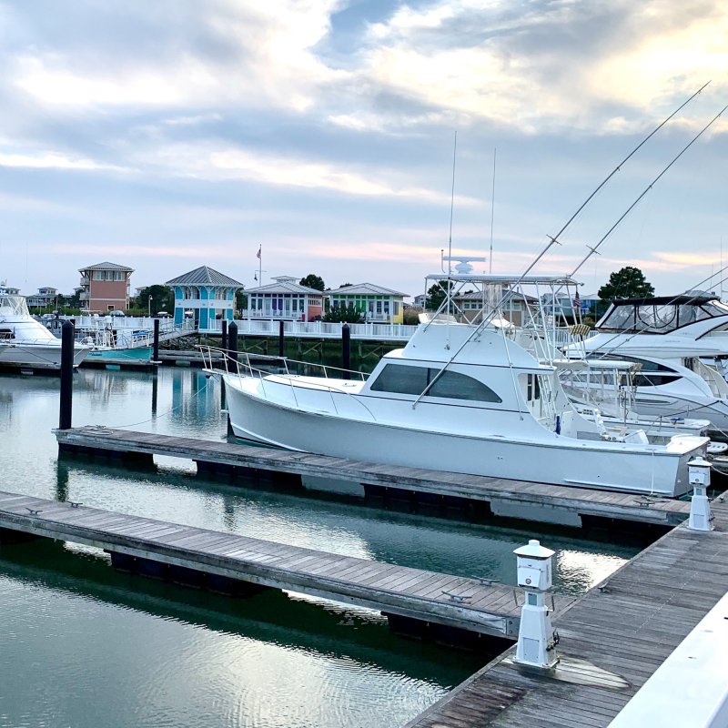 Marina views from The Oyster Farm in Cape Charles, Virginia.