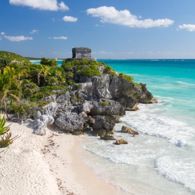 Mayan ruins on the coast of Tulum, Mexico.