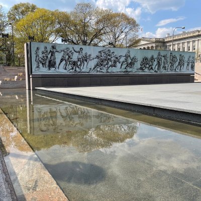 Mockup of Soldiers Journey Bronze Sculpture.