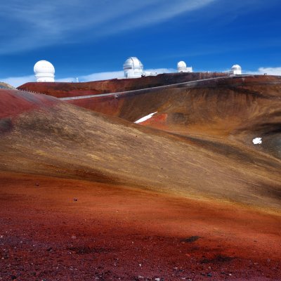 Observatories at the summit of Mauna Kea in Hawaii.